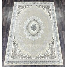 Ковер PLATINIUM 2.4х3.4 Q010A_GREY FDY / CREAM SHRINK Полиэстер Турция, фото 