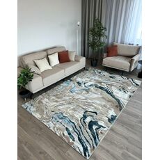Ковер БЬЯНКА дизайн D007A - CREAM SHIRINK / BLUE FDY, прямоугольник 1.60x3.00, фото 